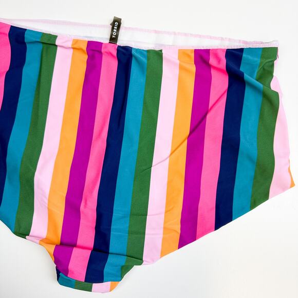 Torrid Rainbow Stripe High Waist Swim Bottoms Pink Blue - Size 4 4X 26 - Picture 4 of 6